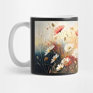 Floral Garden Botanical Print with wild flowers Mug